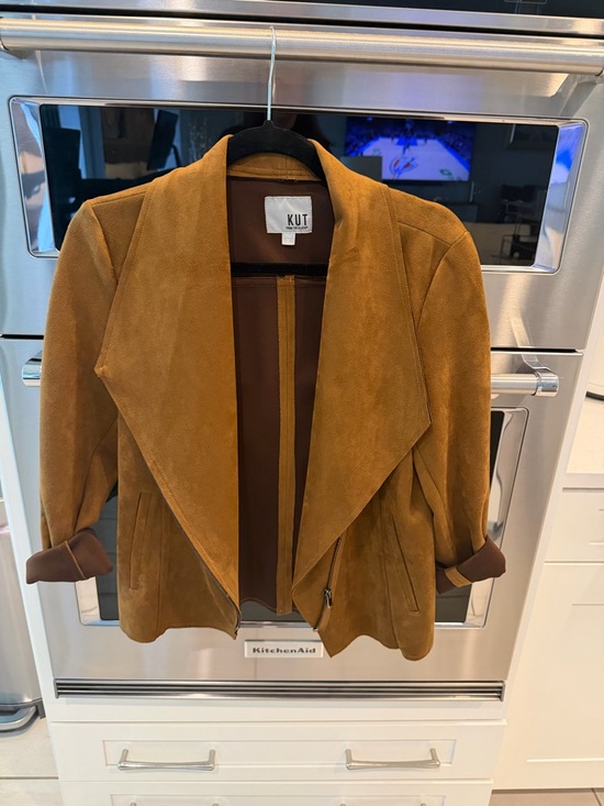 Kut from the Kloth Jackets & Blazers - Kut from the Kloth Suede Draped Blazer Jacket in Camel